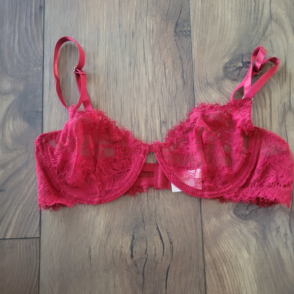 SHEIN Sexy Maroon Underwire Lace Bra, Lingerie Small, Fits Cup Size B/C